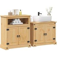 Berkfield Home 2 Piece Bathroom Furniture Set Corona Solid Wood Pine in Brown