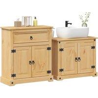 Berkfield Home 2 Piece Bathroom Furniture Set Corona Solid Wood Pine in Brown