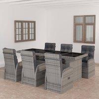 Berkfield Home 7 Piece Garden Dining Set with Cushions Grey Poly Rattan