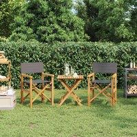 Berkfield Home Folding Director's Chairs 2 pcs Grey Solid Wood Teak