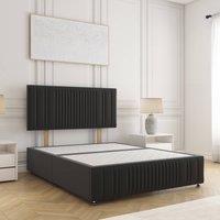 BSSPOKE Rosie Divan Bed Plush Velvet 24 Headboard & No Mattress No Drawers in Black | Size: Double