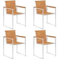 Berkfield Home Garden Chairs 4 pcs Solid Acacia Wood & Stainless Steel in Brown