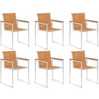 Berkfield Home Garden Chairs 6 pcs Solid Acacia Wood & Stainless Steel in Brown