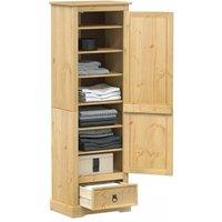 Berkfield Home Wardrobe Corona 55x38x170 cm Solid Wood Pine in Brown | Size: 55 x 38 x 170 cm