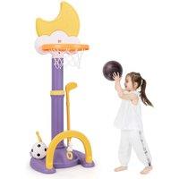 Gymax 4-In-1 Kids Basketball Hoop Adjustable Kids Sports Center-Yellow in Yellow