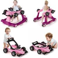 Gymax 4-in-1 Walker Folding Infant Walker with Adjustable Height-Purple in Purple