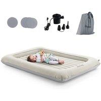 Costway Inflatable Toddler Travel Bed Portable Kids Bed Kid Air Mattress in Grey | Size: Travel Cot