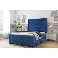 Comfort Beds Winchester Plush Bed Frame - 50 Upholstered Headboard in Blue | Size: Single