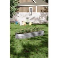 Garden Sanctuary Metal Round Flower & Plant Raised Garden Bed in Silver