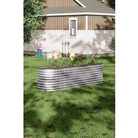 Garden Sanctuary Patio Steel Raised Garden Bed for Vegetable & Flower in Silver