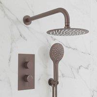 Bathroom Kingdom Avon Brushed Bronze Thermostatic Shower Set - 250mm Head & Hand Shower