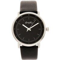 Simplify The 6200 Leather-Strap Watch in Silver