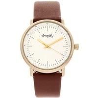 Simplify The 6200 Leather-Strap Watch in White