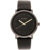 Simplify The 6200 Leather-Strap Watch in Dark Grey