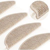 Berkfield Home Stair Mats Self-adhesive 15 pcs 56x17x3 cm Light Beige | Size: Medium