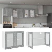Berkfield Home Hanging Glass Cabinet Grey Sonoma 80x31x60 cm Engineered Wood | Size: 80 x 31 x 60 cm
