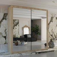 Sliding Wardrobes 4U Modern Double Sliding Door Wardrobe 100cm X 217cm in Light Oak | Size: 100 cm X 217 cm