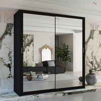 Sliding Wardrobes 4U Modern Double Sliding Door Wardrobe 100cm X 217cm in Black | Size: 100 cm X 217 cm