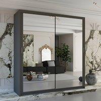 Sliding Wardrobes 4U Double Mirror Sliding Wardrobe With LED Light W203cm x H217cm x D62cm in Grey