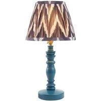 Netlighting Bibury Blue Table Lamp Grey Fabric Zigzag Shade 20cm B22
