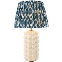 Netlighting Bobble White Table Lamp Blue Fabric Ikat Shade 35cm B22