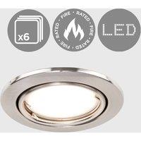 ValueLights Downlight Tiltable Ceiling Light Fitting 6 Pack in Silver