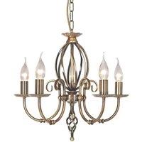 Netlighting Artisan 5 Light Chandelier Aged Brass Finish E14 in Yellow