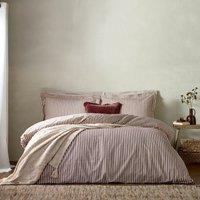 Yard Hebden Striped 100% Cotton Duvet Cover Set in Dark Red | Size: Super King