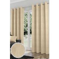 Enhanced Living 'Goodwood' Cream - Thermal, Energy Saving, Dimout Eyelet Pair of Curtains with Wave Pattern | Size: 168 cm width x 229 cm drop