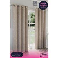 Enhanced Living 'Austin' Natural 100% Blackout, Thermal, Linen Look Pair of Eyelet Curtains | Size: 168 cm width x 137 cm drop
