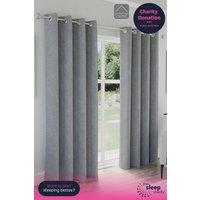 Enhanced Living 'Austin' Grey 100% Blackout, Thermal, Linen Look Pair of Eyelet Curtains | Size: 168 cm width x 137 cm drop