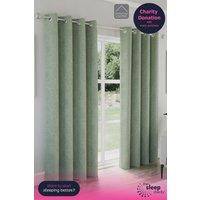 Enhanced Living 'Austin' Green 100% Blackout, Thermal, Linen Look Pair of Eyelet Curtains | Size: 168 cm width x 137 cm drop
