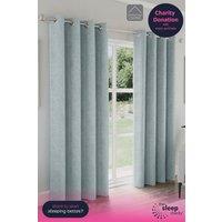 Enhanced Living 'Austin' Blue 100% Blackout, Thermal, Linen Look Pair of Eyelet Curtains | Size: 168 cm width x 137 cm drop