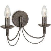 Netlighting Regency 2 Light Indoor Candle Wall Light Antique Silver E14