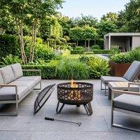 Garden Greatness Miel Contemporary Honeycomb Design Deepbowl Firepit in Black | Size: 1 Pack