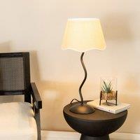 ValueLights Wiggle Black Metal Stem Table Lamp with Linen Scallop Trim Tapered Lamp Shade in White