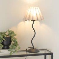 ValueLights Wiggle Black Metal Single Stem Table Lamp with Scallop Tapered Shade & LED Bulb in Grey