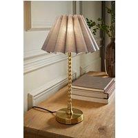 ValueLights Maeve Scallop Pleated Tapered Shade Brushed Gold Bobbin Bobble Table Lamp in Grey