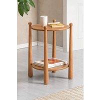 MH London 2-Tier Solid Mango Wood Side Table, Storage End Table for Living Room - Pablo in Natural