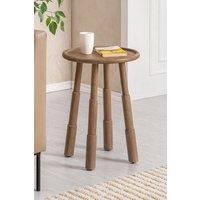 MH London Round Solid Mango Wood Side Table, Contemporary End Table for Living Room - Bali in Brown