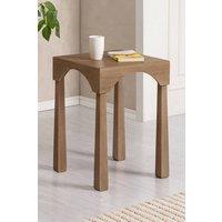 MH London Solid Mango Wood & Veneer Side Table, Arched End Table for Living Room - Casa in Beige