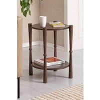 MH London 2-Tier Solid Mango Wood Side Table, Bedside End Table with Shelf for Living Room & Bedroom - Olive in Brown