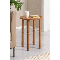 MH London Round Solid Mango Wood Side Table, End Table for Living Room & Bedroom - Pierre in Brown