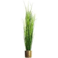 Leaf 130cm Artificial Onion Grass Plant with Gold Planter in Green