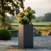 Woven Wood 100cm Zinc Matte Grey Tall Square Planter