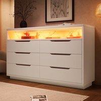 BTM Marbled 6 drawer sideboard with RGB LED lighting & storage shelves in White
