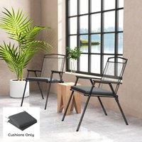 OUTSUNNY 2Pcs Garden Chair Cushions, Waterproof Seat Pads in Dark Grey | Size: 50 cm x 50 cm