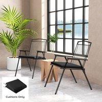 OUTSUNNY 2Pcs Garden Chair Cushions, Waterproof Seat Pads in Black | Size: 50 cm x 50 cm