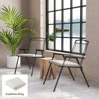 OUTSUNNY 2Pcs Garden Chair Cushions, Waterproof Seat Pads in Cream | Size: 50 cm x 50 cm