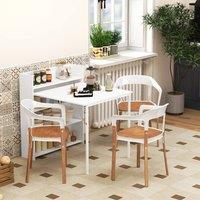 HOMCOM Folding Dining Table, Kitchen Table with Shelves White